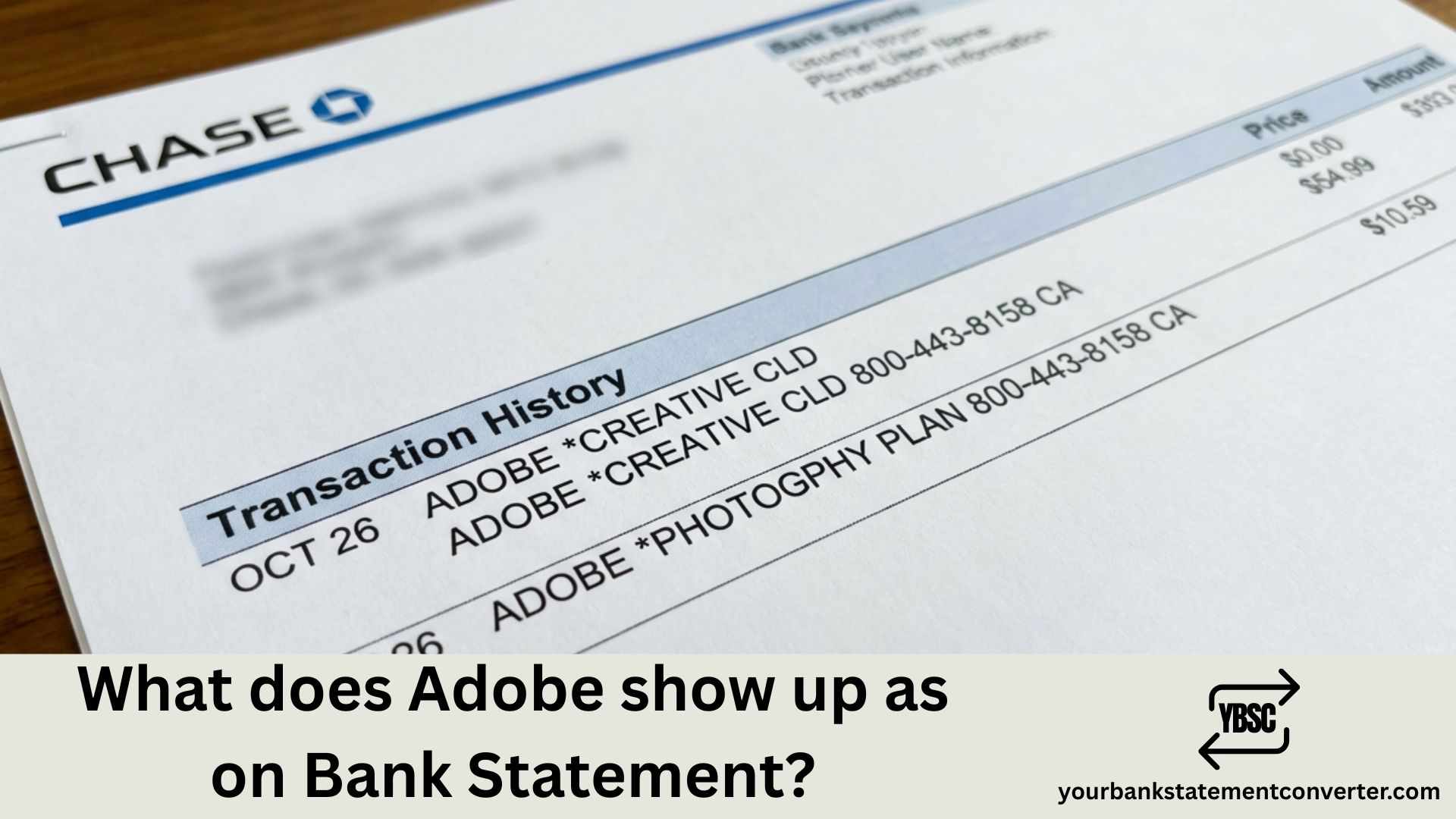 What does Adobe show up as on Bank Statement