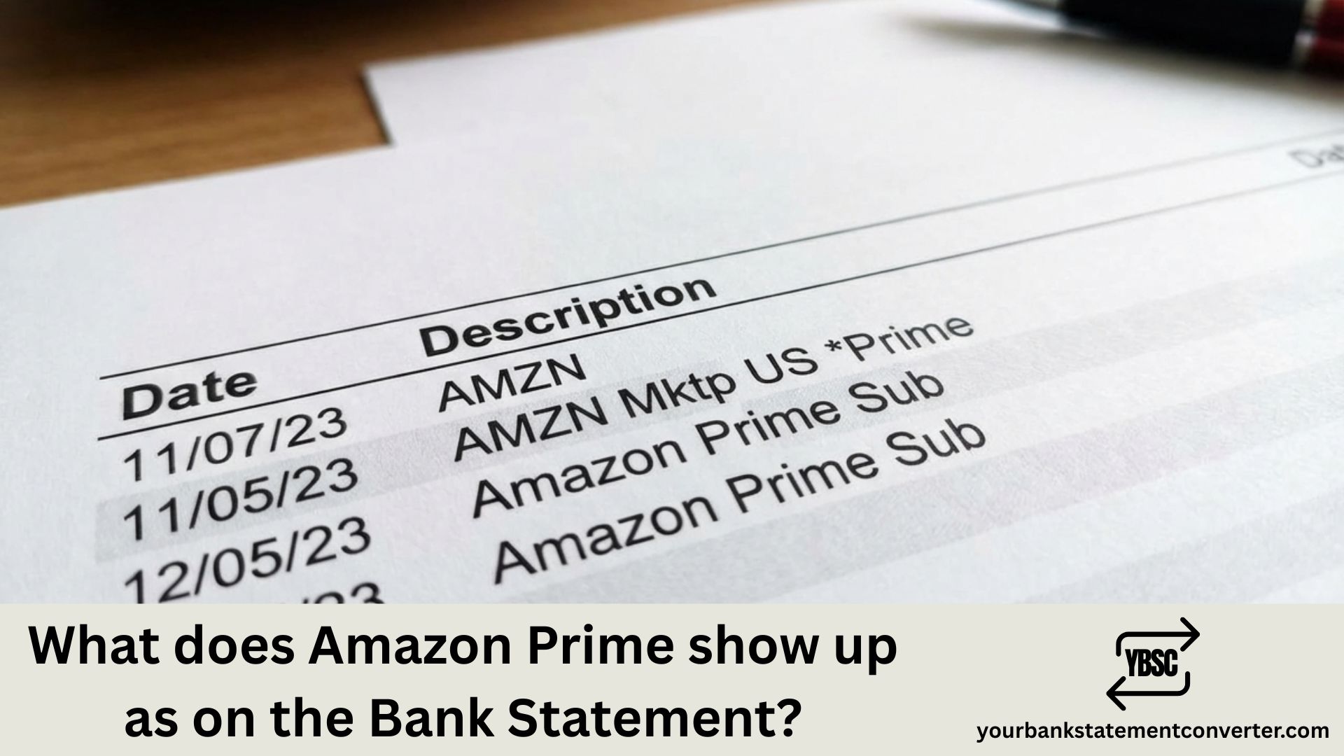 What does Amazon Prime show up as on the Bank Statement