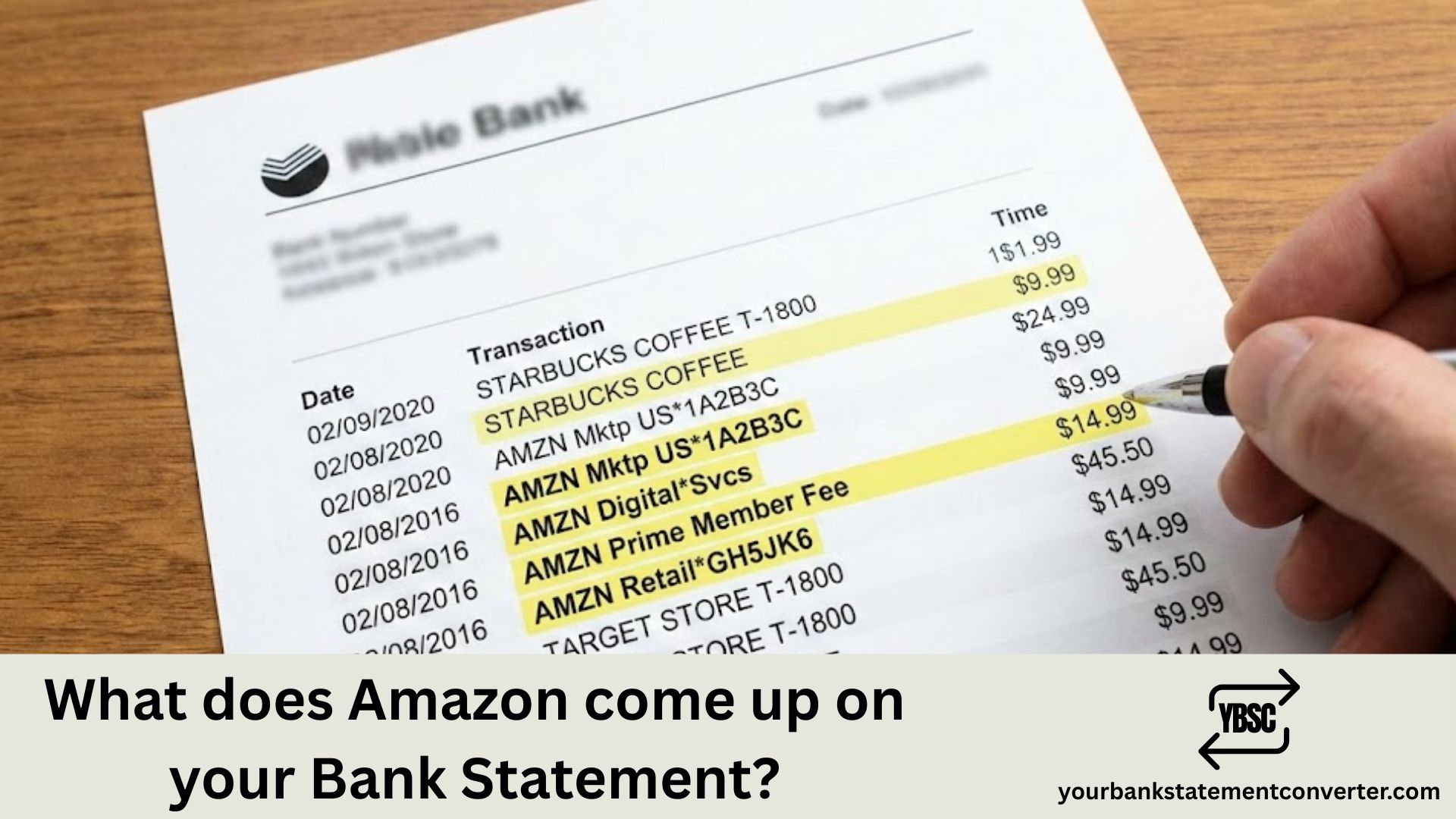 What does Amazon come up on your Bank Statement