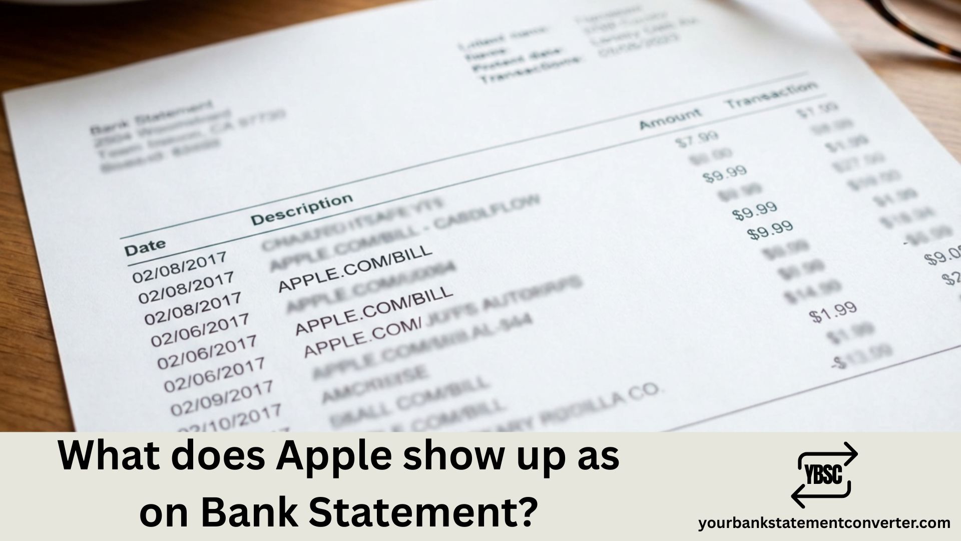 What does Apple show up as on Bank Statement