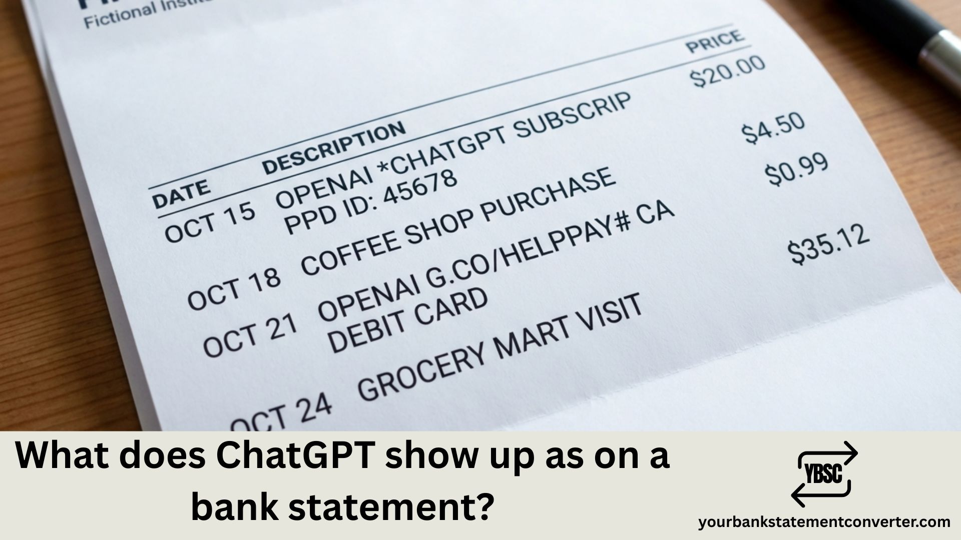What does ChatGPT show up as on Bank Statement