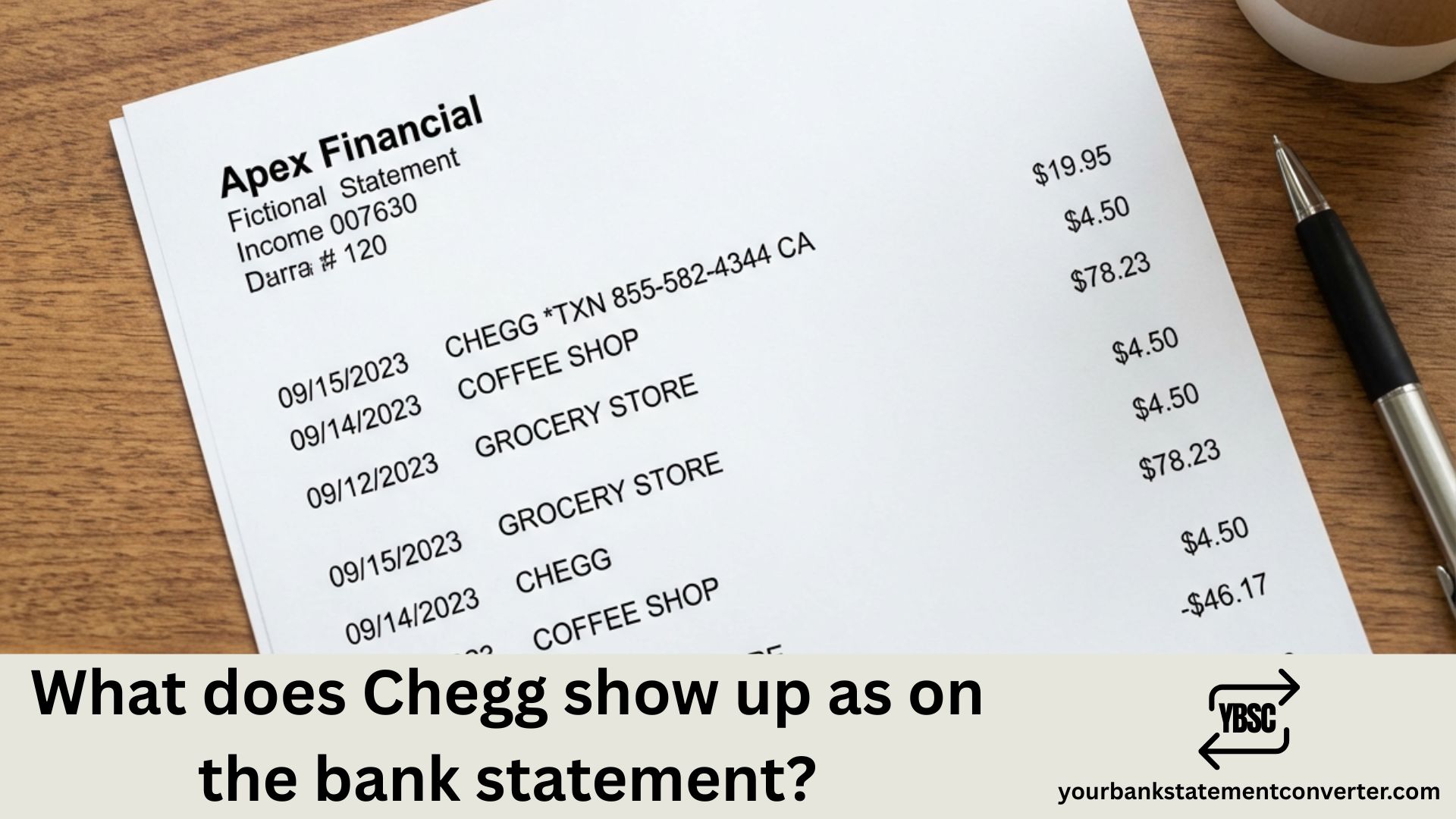 What does Chegg show up as on Bank Statement