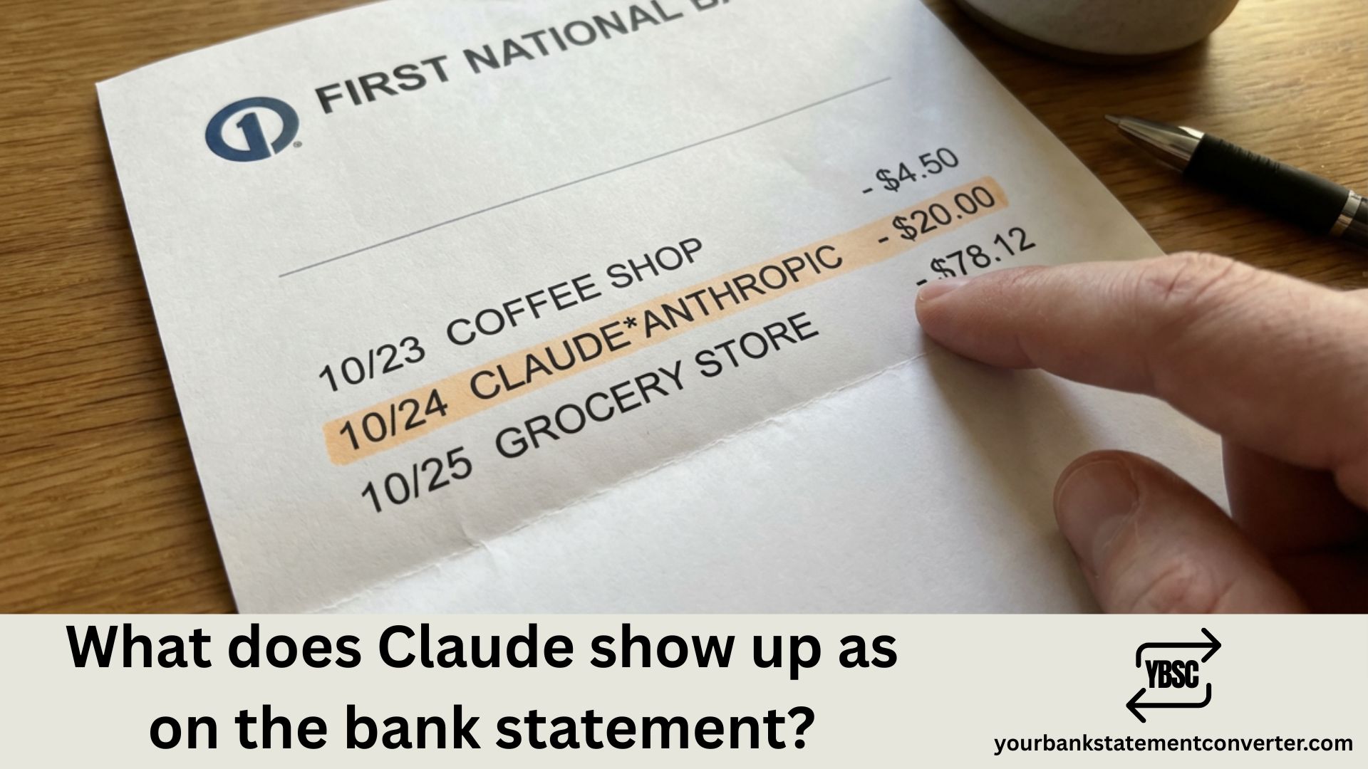 What does Claude show up as on Bank Statement
