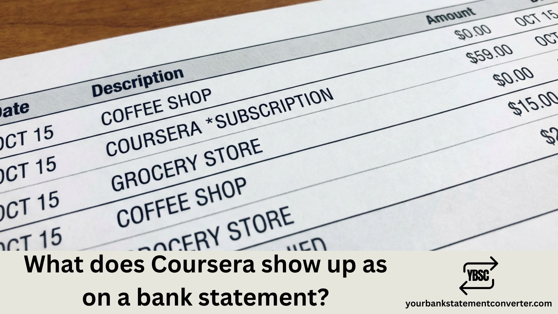 What does Coursera show up as on Bank Statement