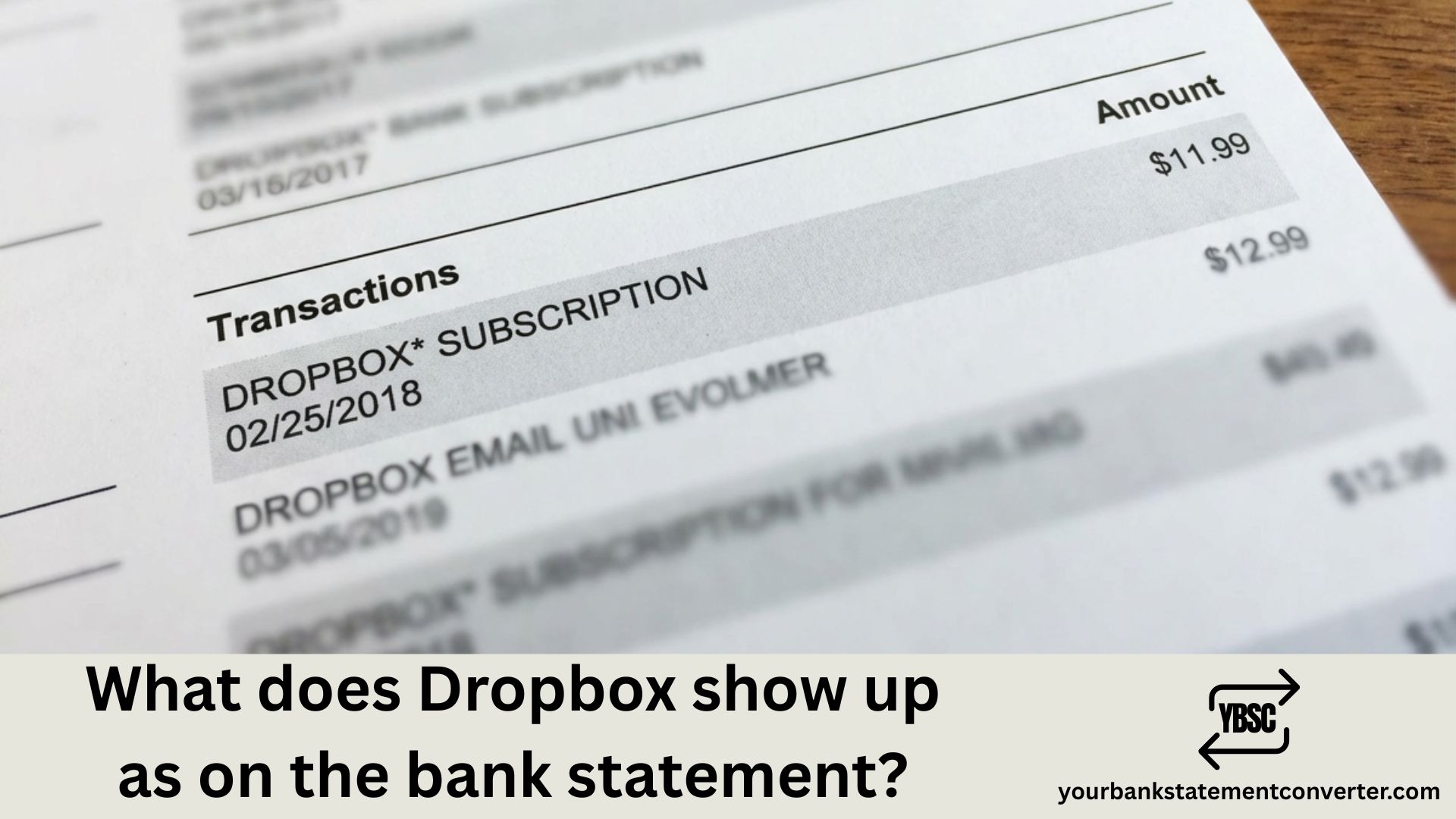 What does Dropbox show up as on Bank Statement