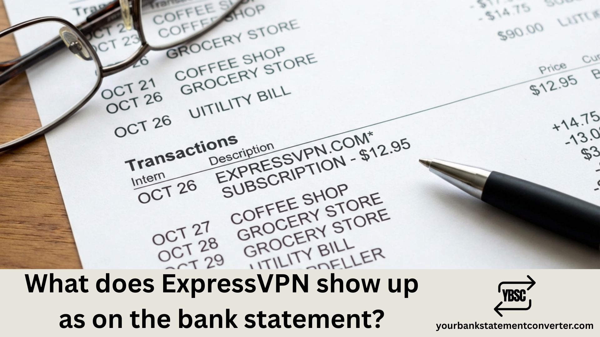 What does ExpressVPN show up as on the bank statement