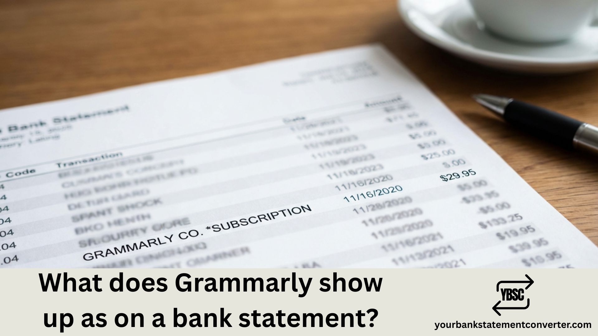 What does Grammarly show up as on Bank Statement