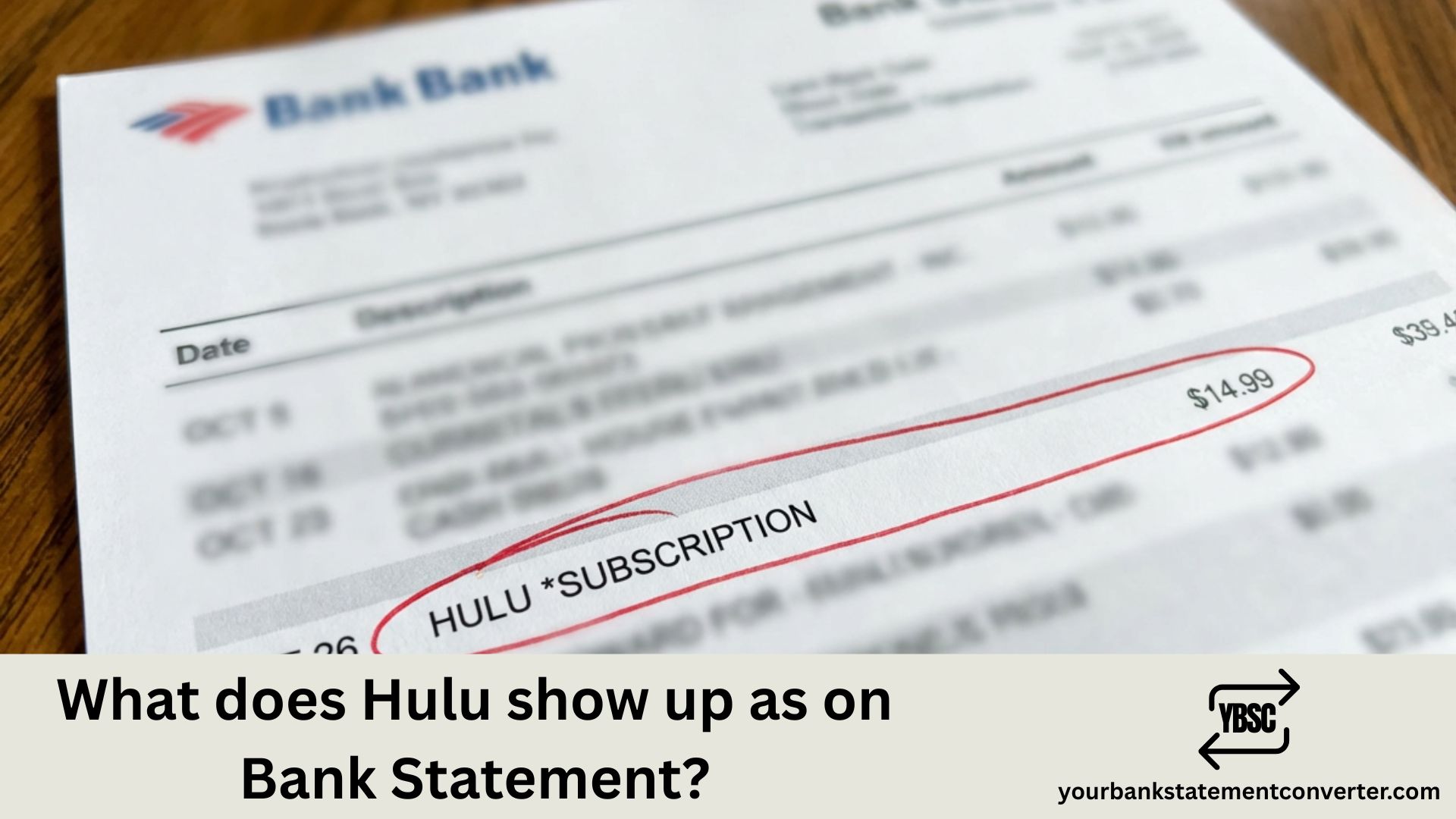 What does Hulu show up as on Bank Statement