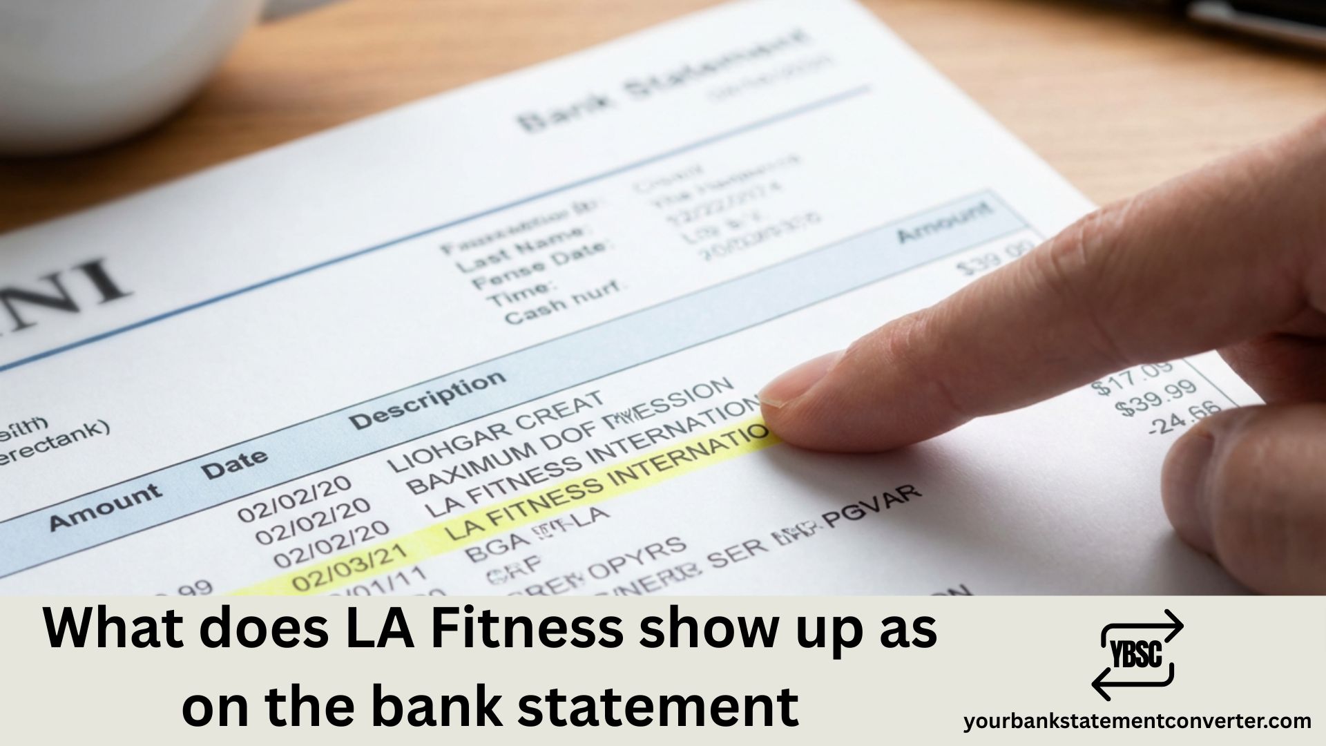 What does LA Fitness show up as on Bank Statement