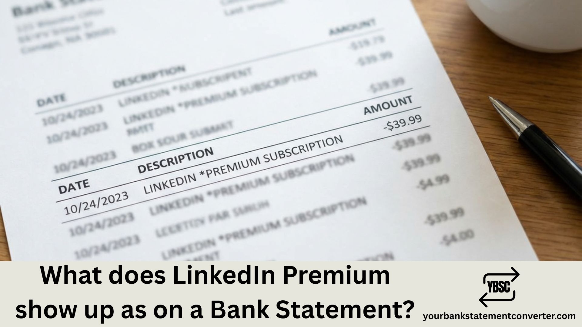 What does LinkedIn Premium show up as on Bank Statement