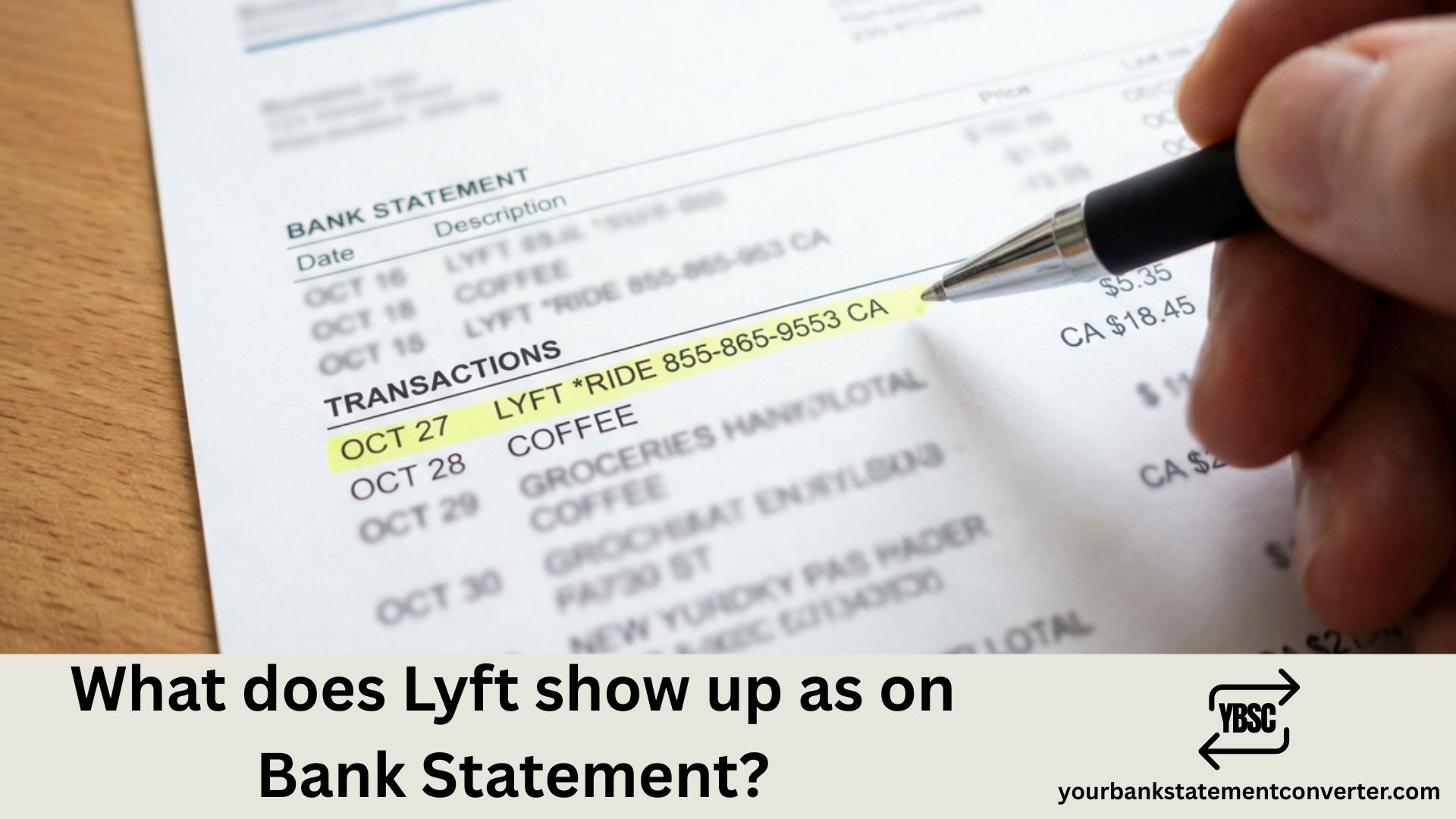 What does Lyft show up as on Bank Statement