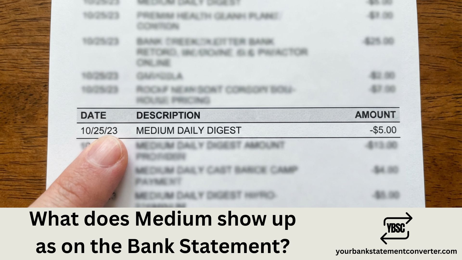 What does Medium show up as on the Bank Statement