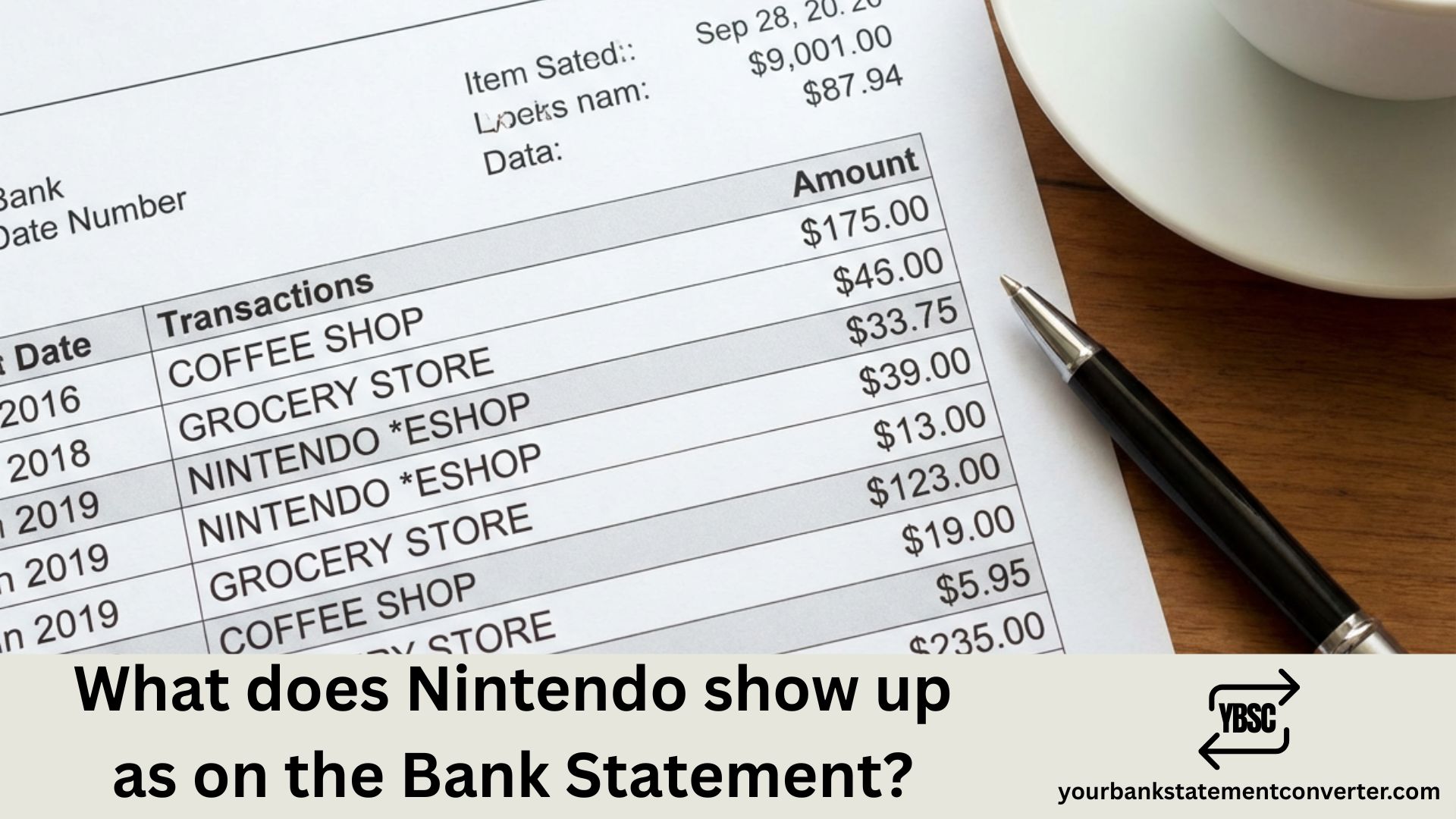 What does Nintendo show up as on Bank Statement