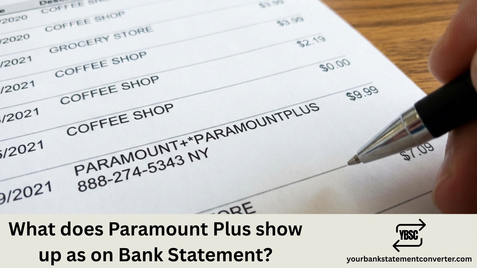 What does Paramount Plus show up as on Bank Statement