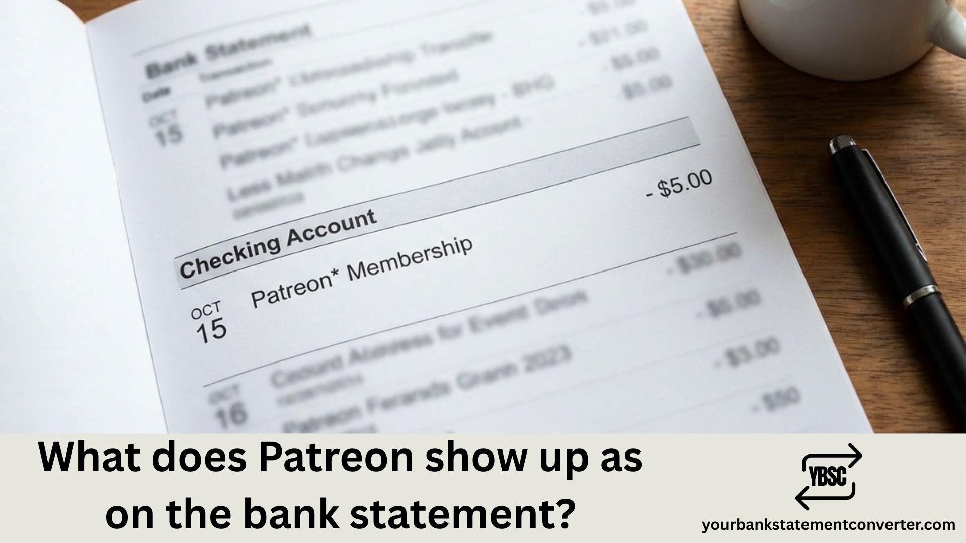 What does Patreon show up as on the bank statement