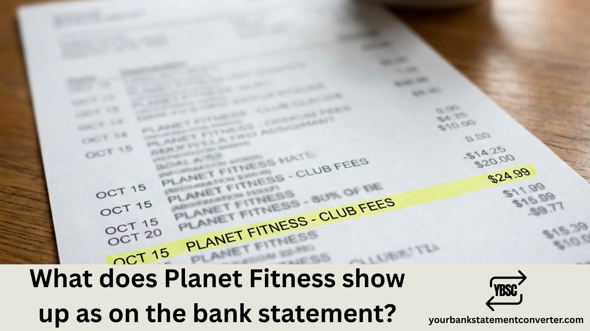 What does Planet Fitness show up as on the bank statement