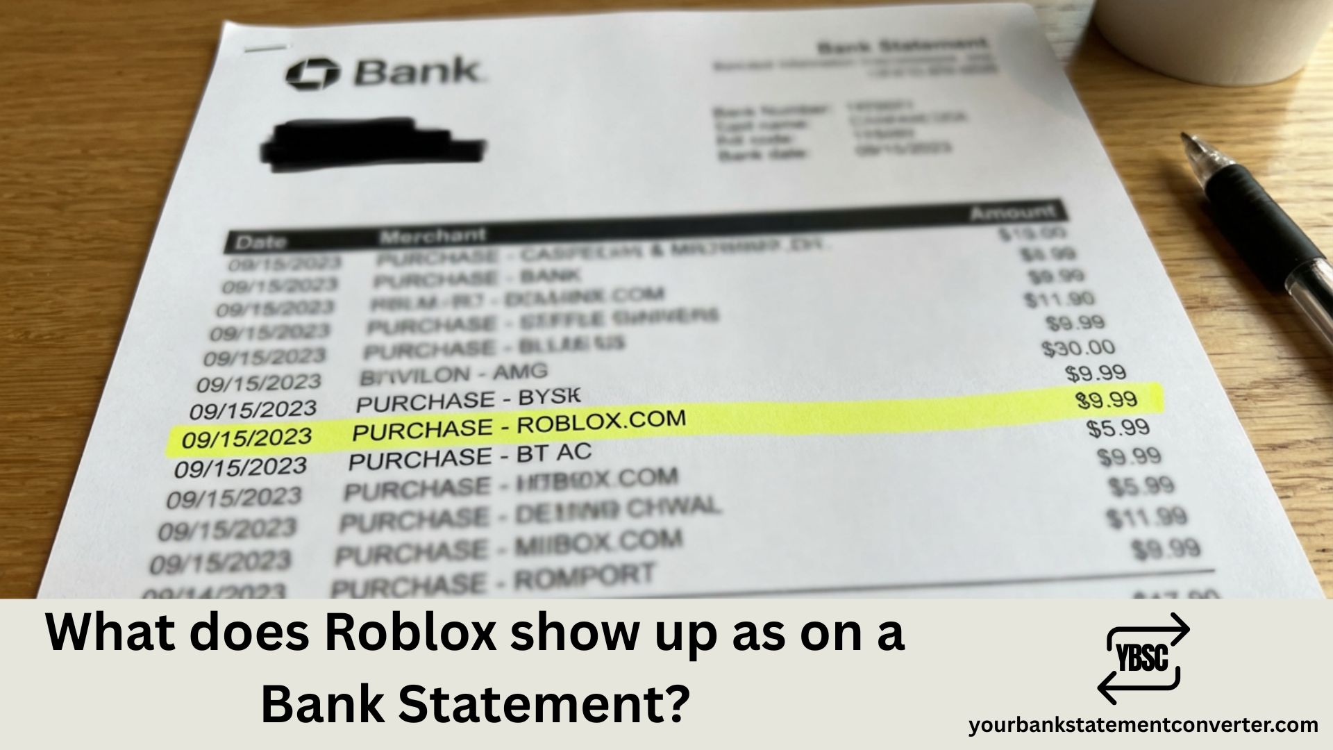 What does Roblox show up as on Bank Statement