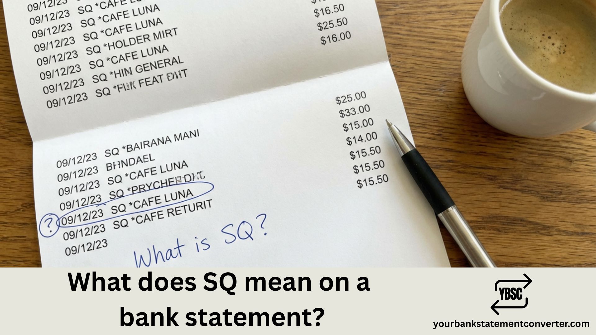What does SQ mean on a bank statement