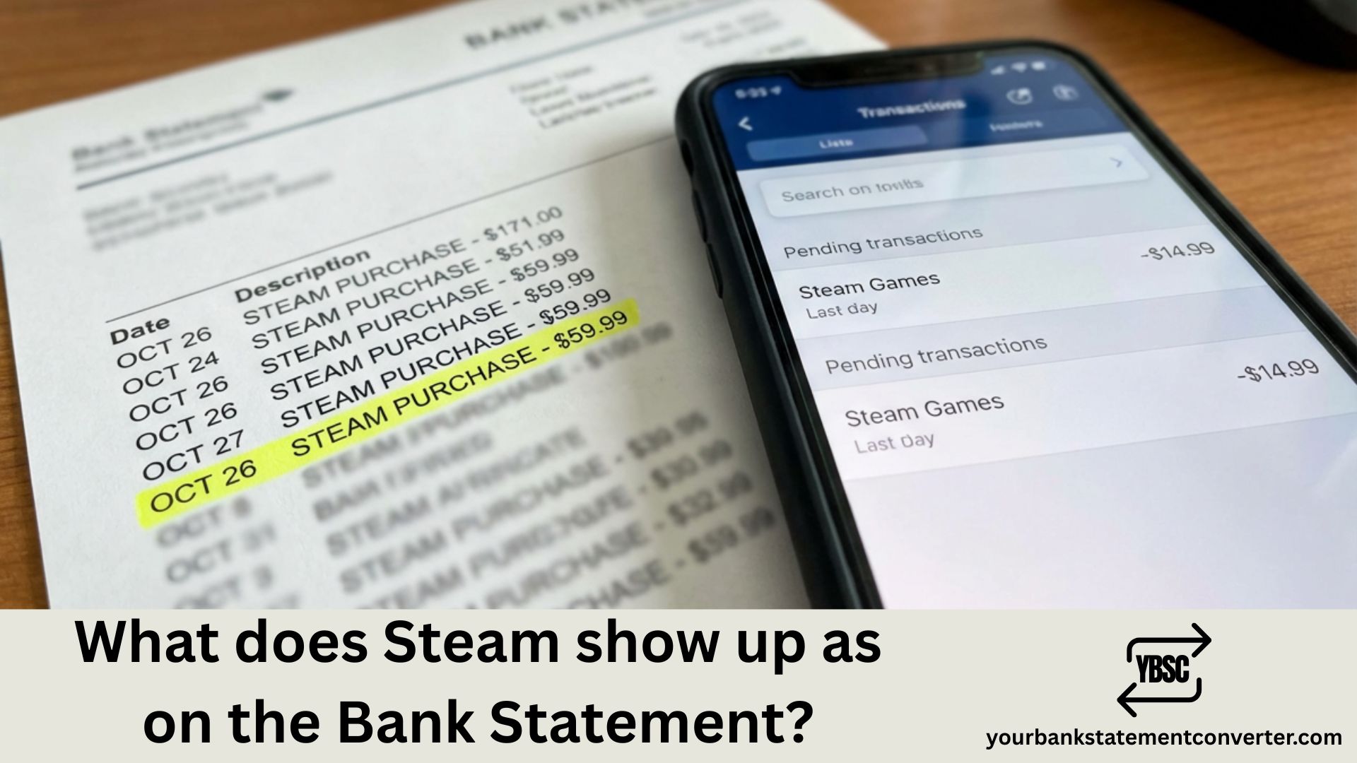 What does Steam show up as on Bank Statement