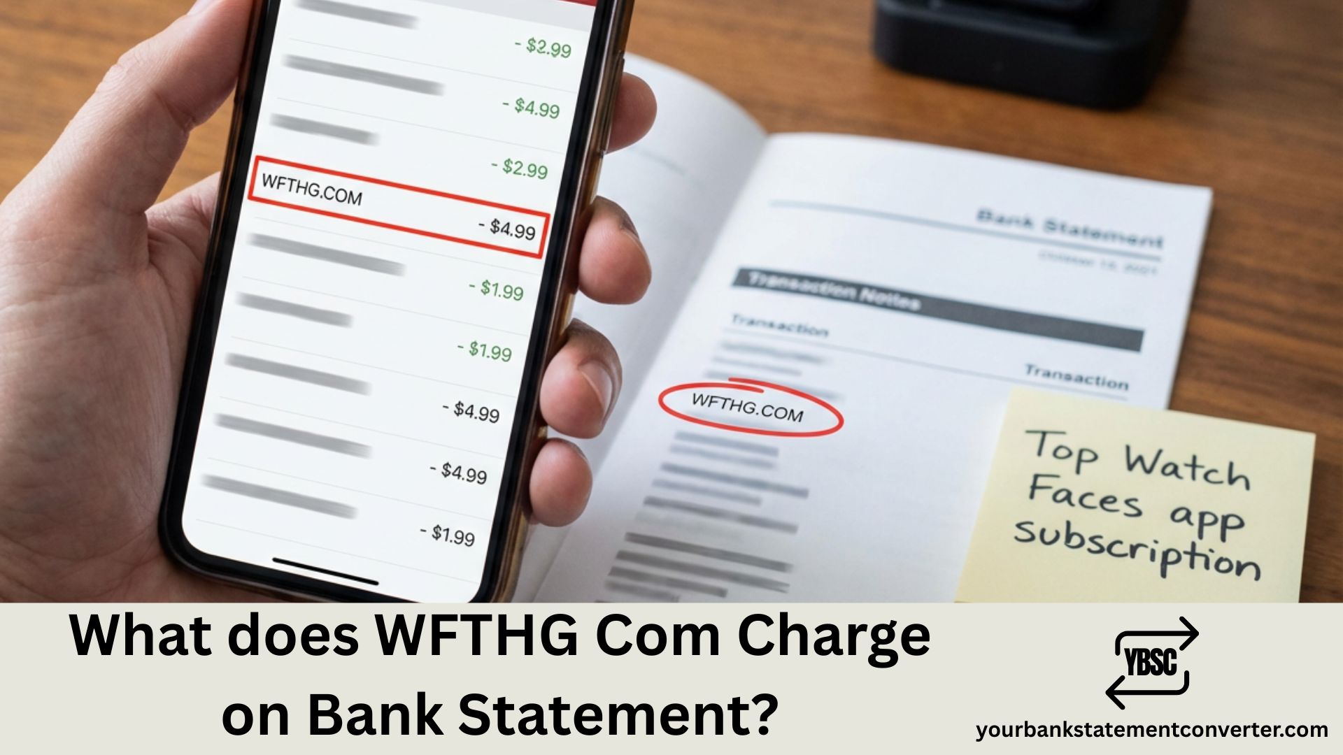 What does WFTHG Com Charge on Bank Statement