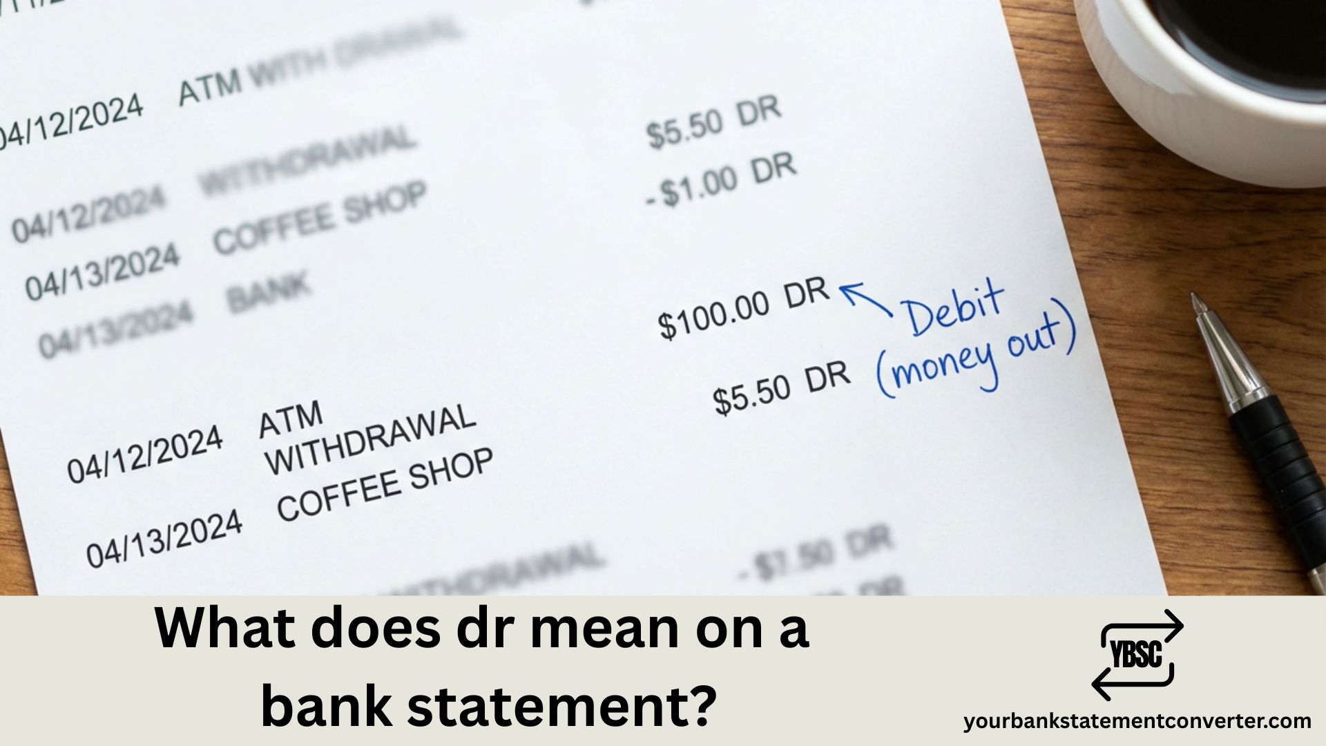 What does dr mean on a bank statement
