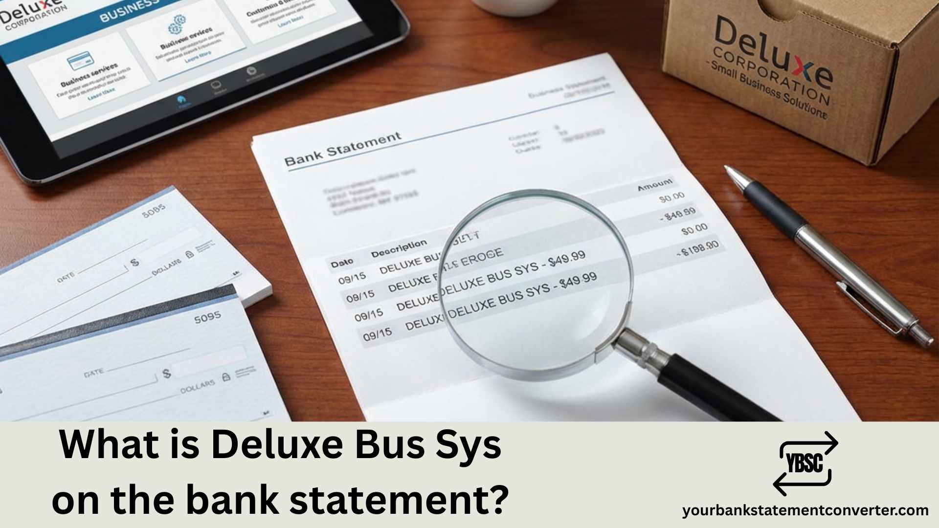 What is Deluxe Bus Sys on the bank statement