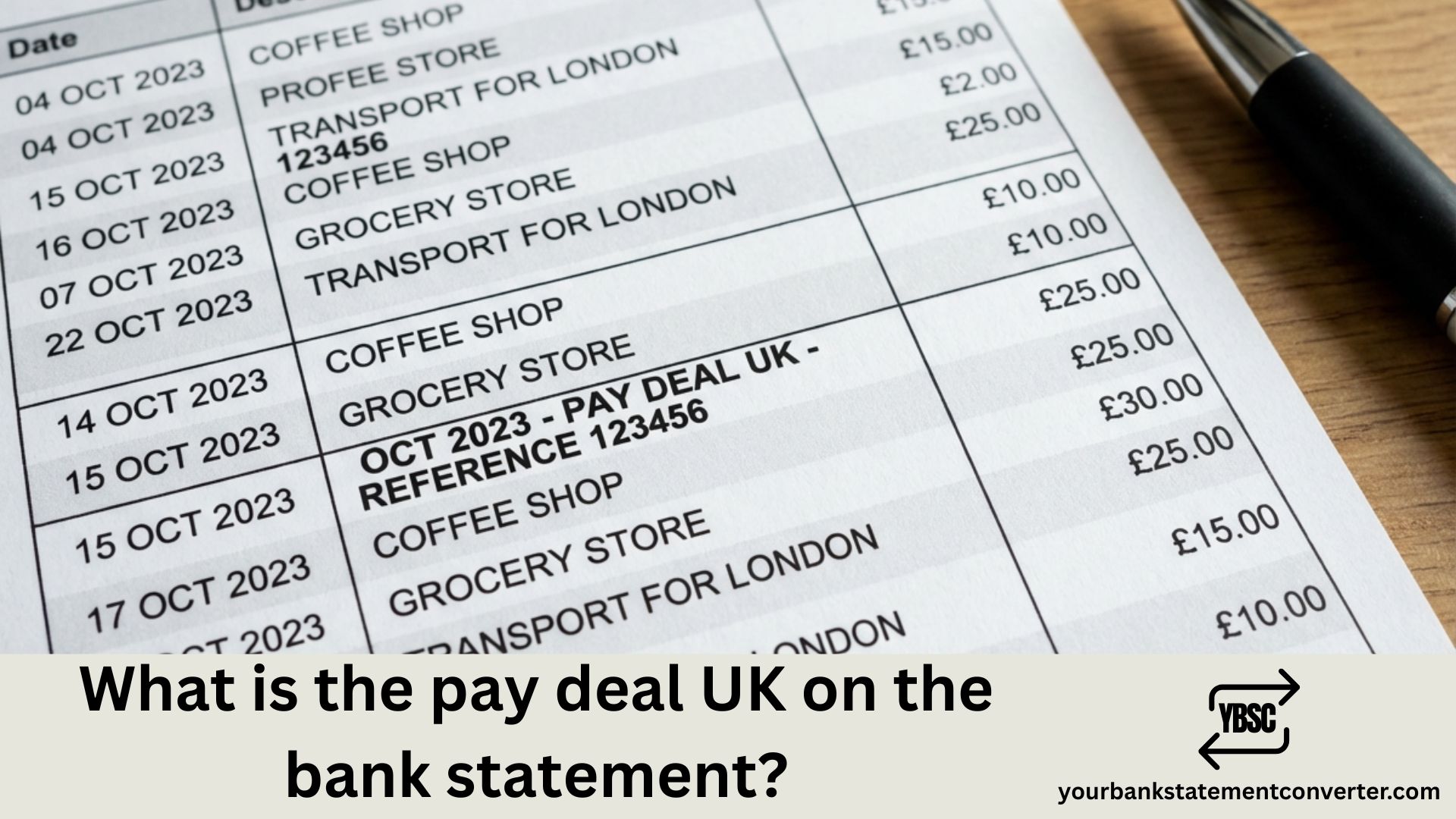 what is pay deal uk on bank statement