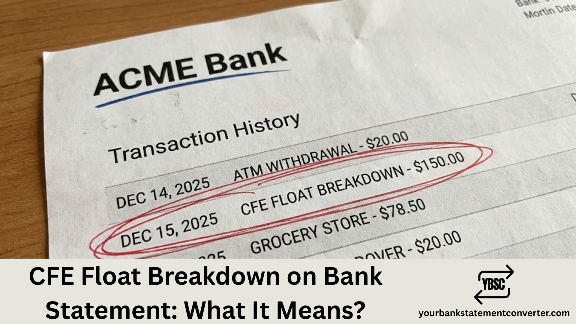 CFE Float Breakdown on Bank Statement_ What It Means