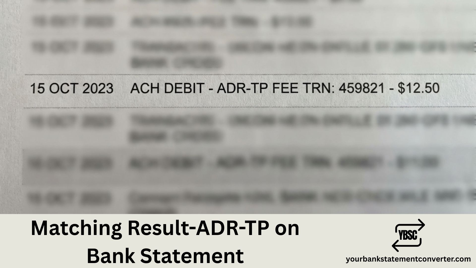 Matching Result-ADR-TP on Bank Statement