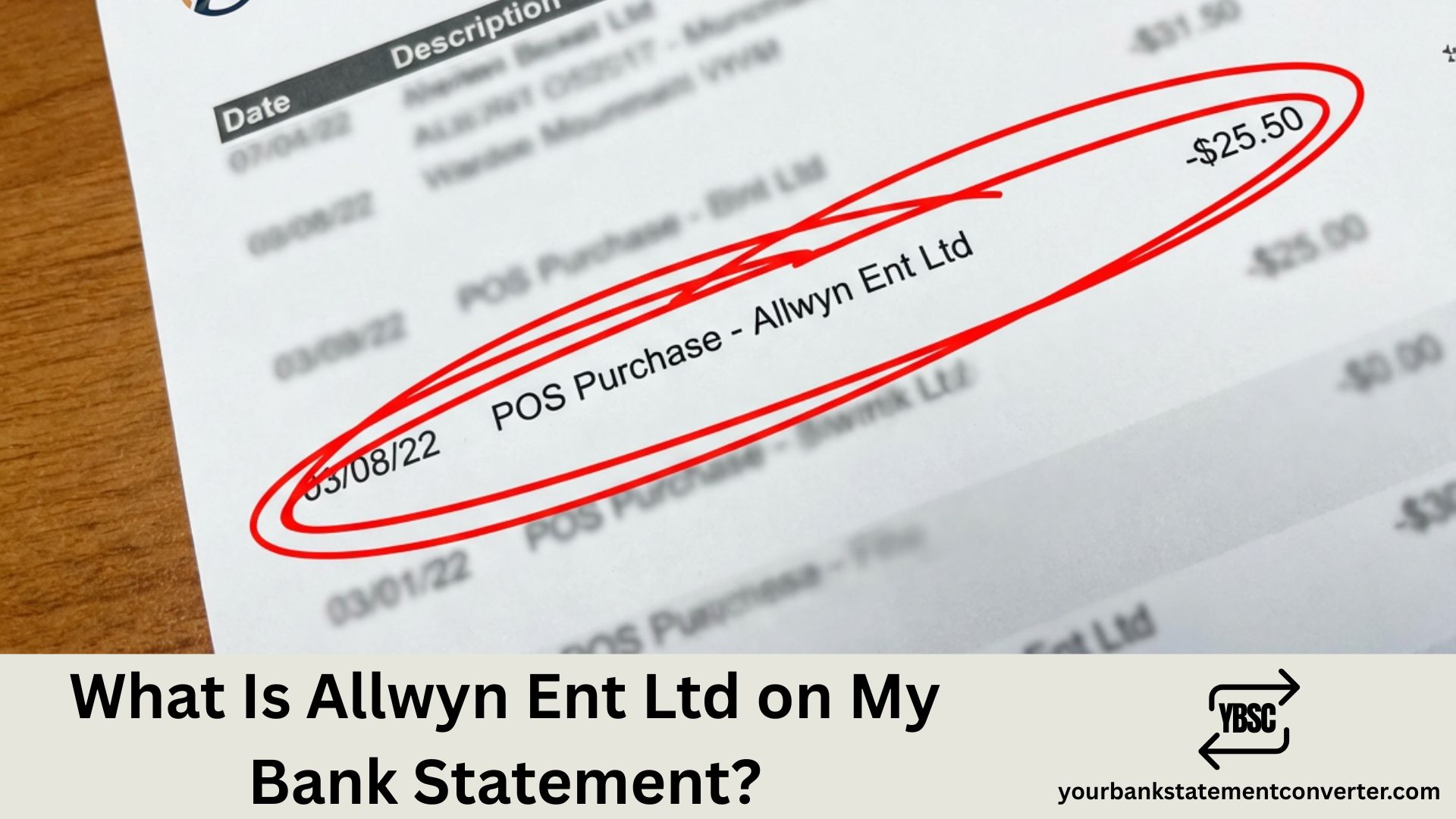 What Is Allwyn Ent Ltd on My Bank Statement
