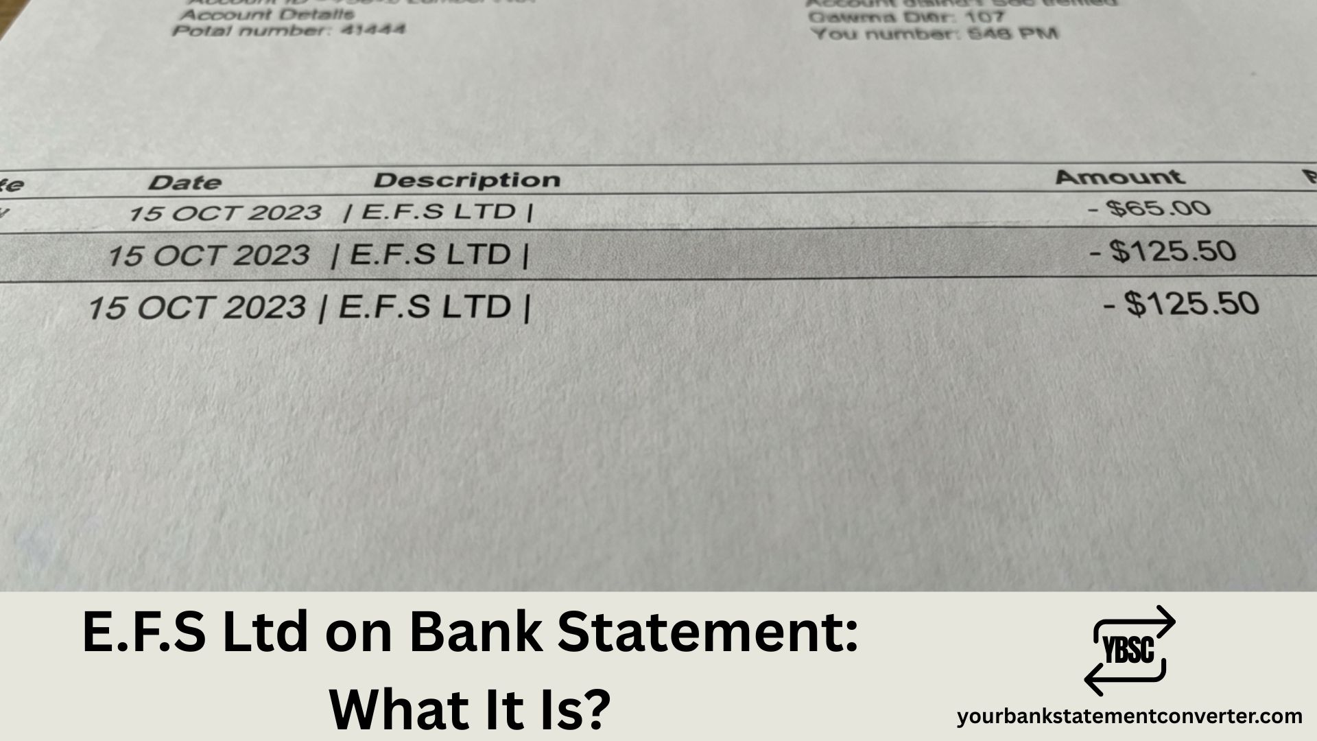 e.f.s ltd on bank statement