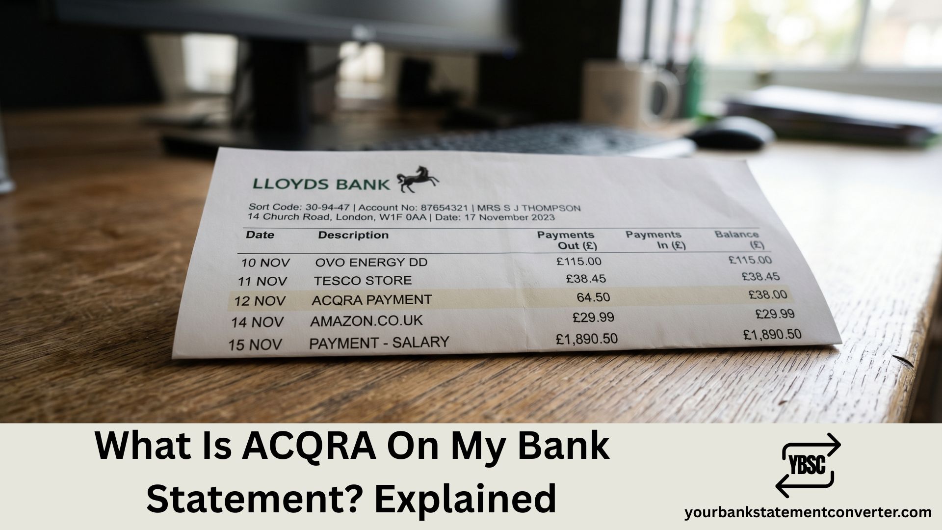 what is acqra on bank statement