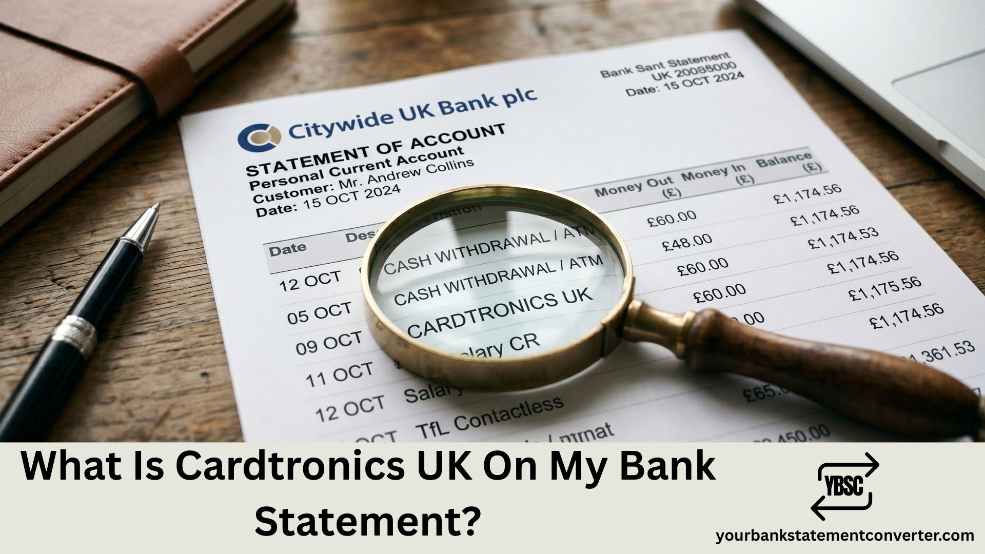 what is cardtronics uk on my bank statement