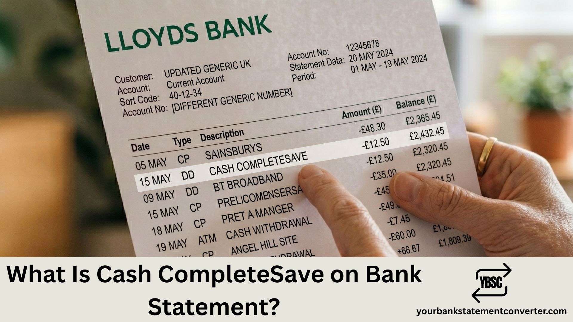 what is cash completesave on my bank statement
