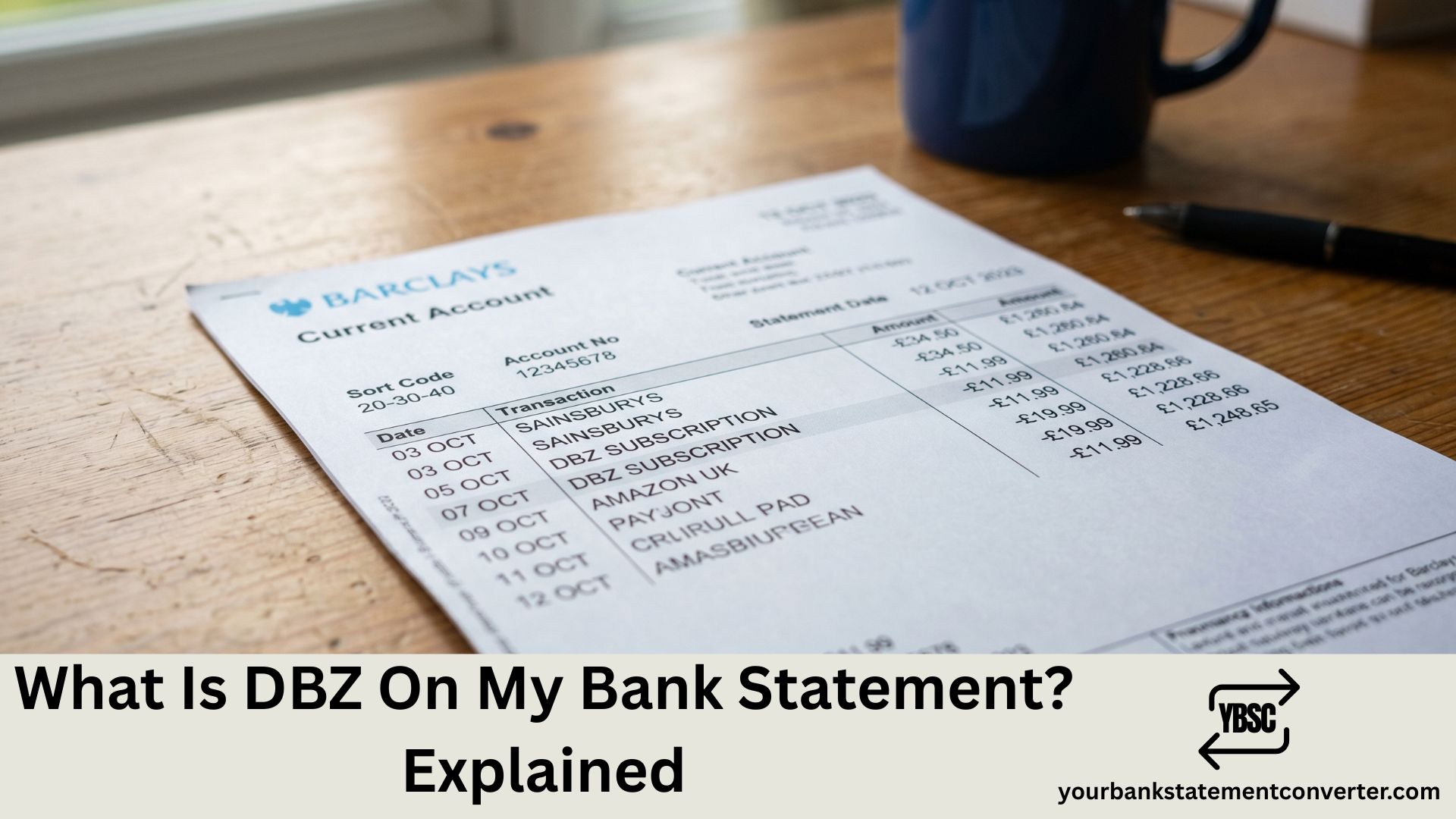 what is dbz on my bank statement