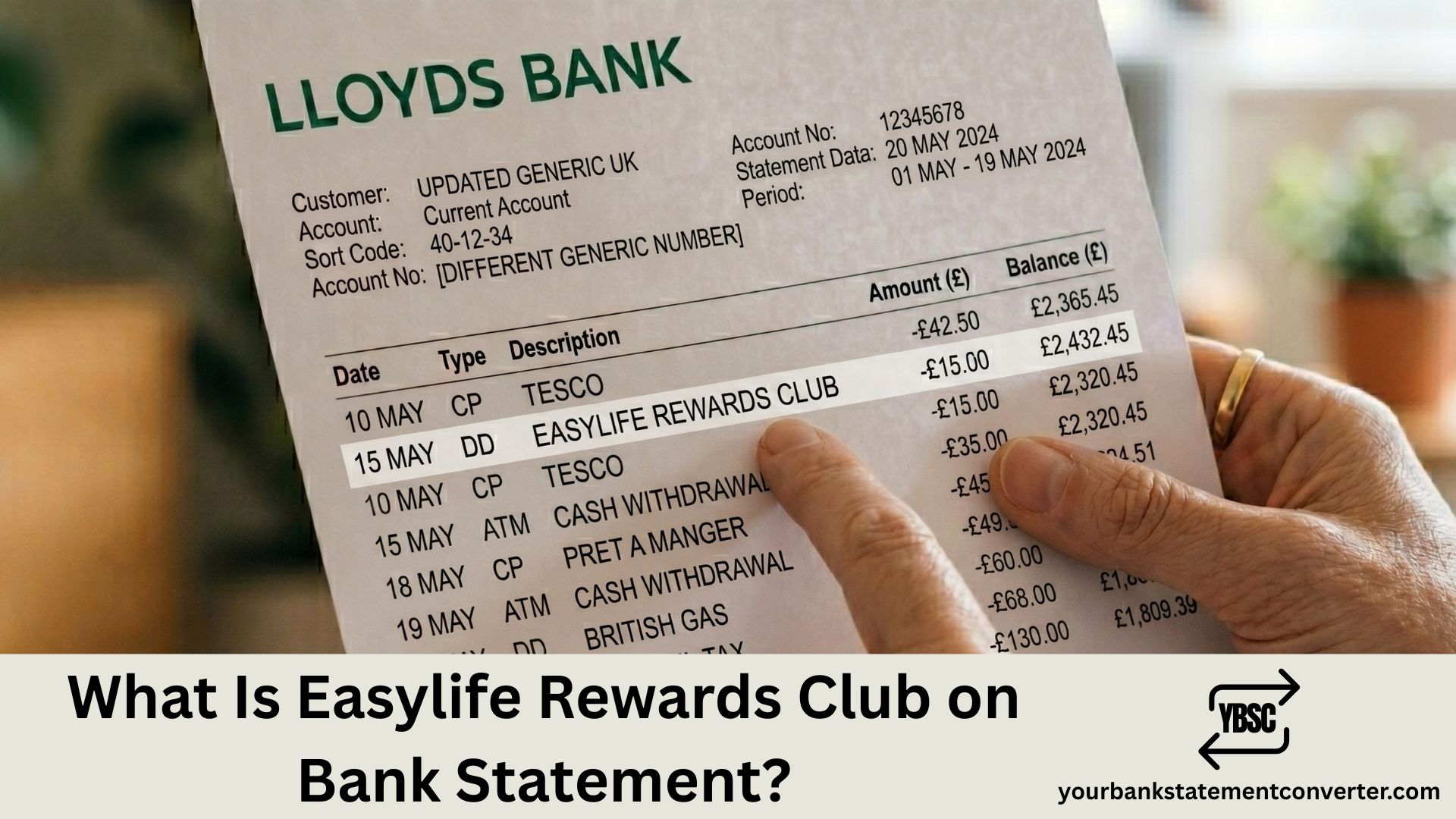 what is easylife rewards club on bank statement