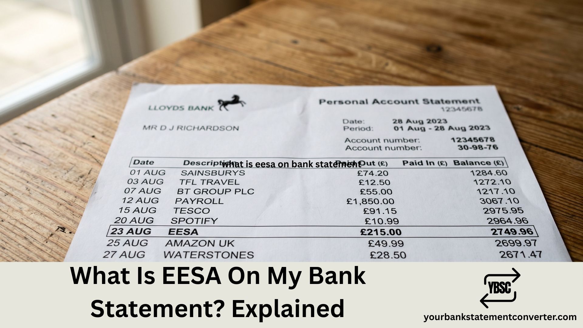 what is eesa on bank statement