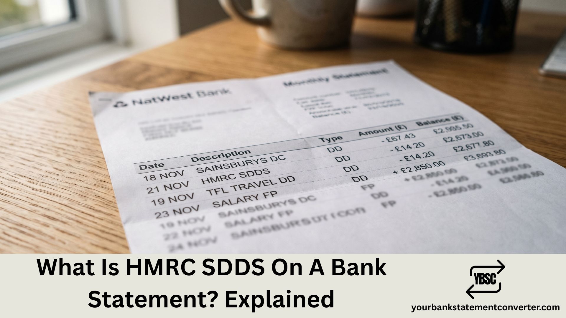 what is hmrc sdds on a bank statement