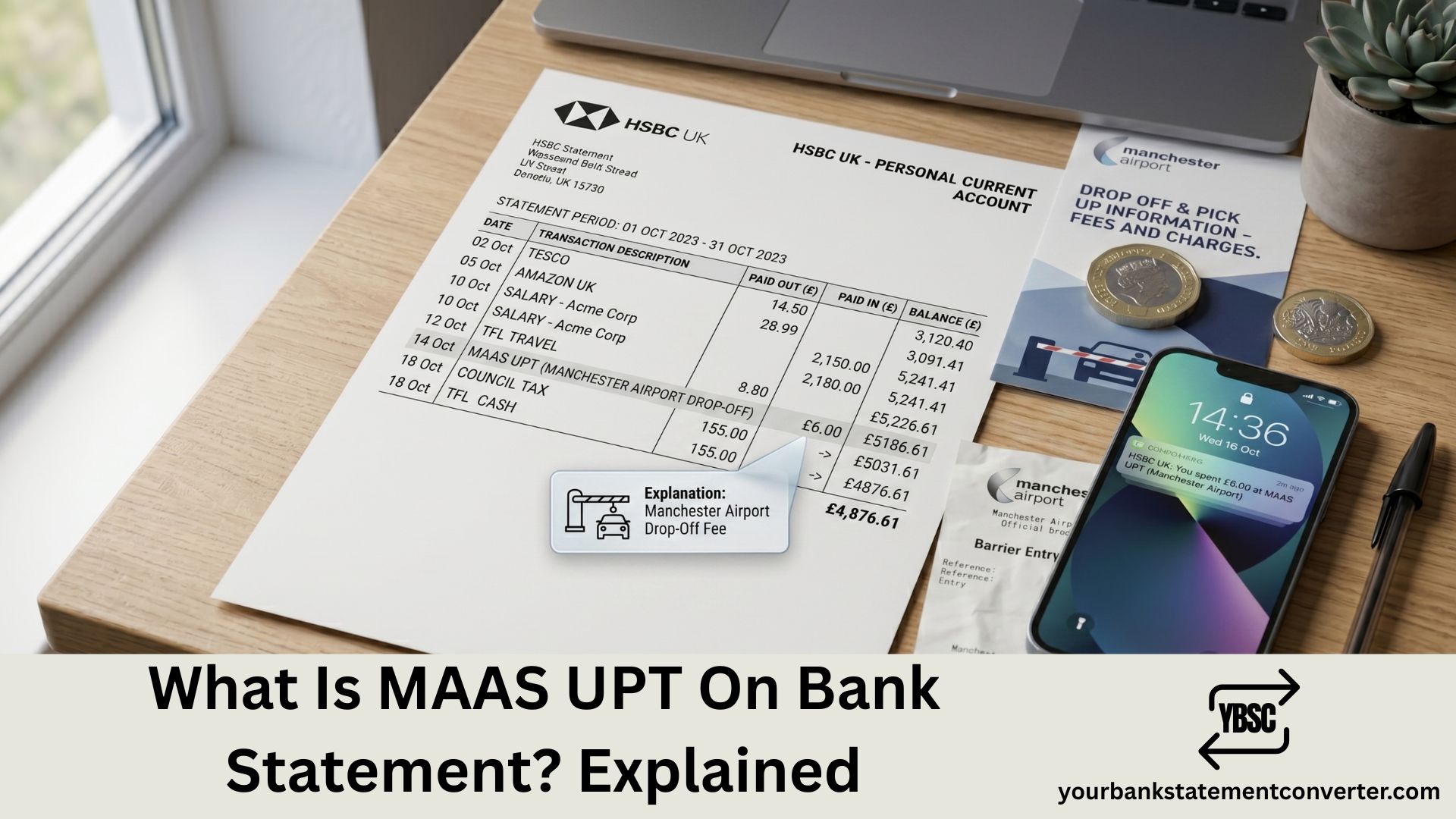 what is maas upt on bank statement
