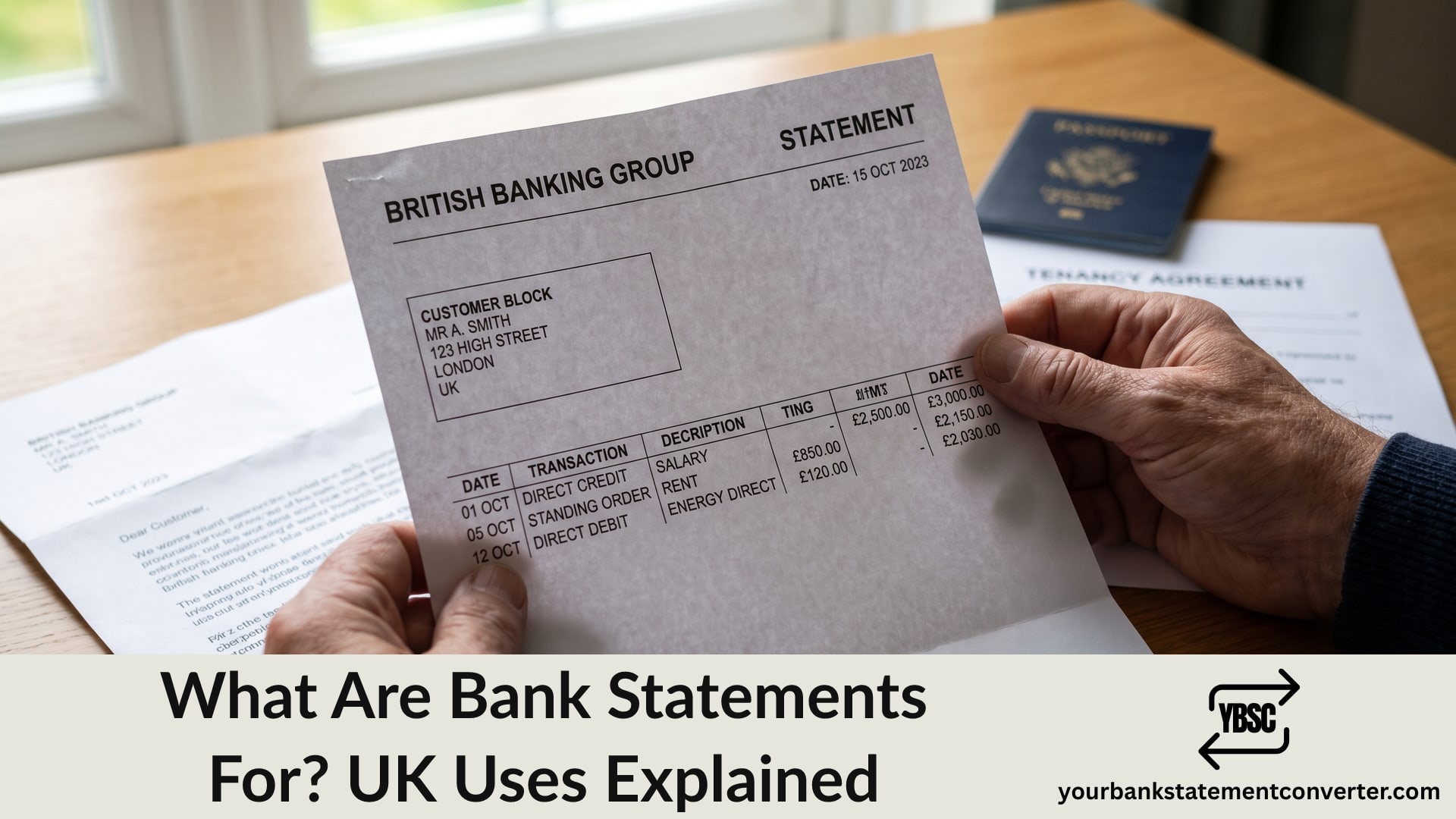 A bank statement being used as supporting documentation