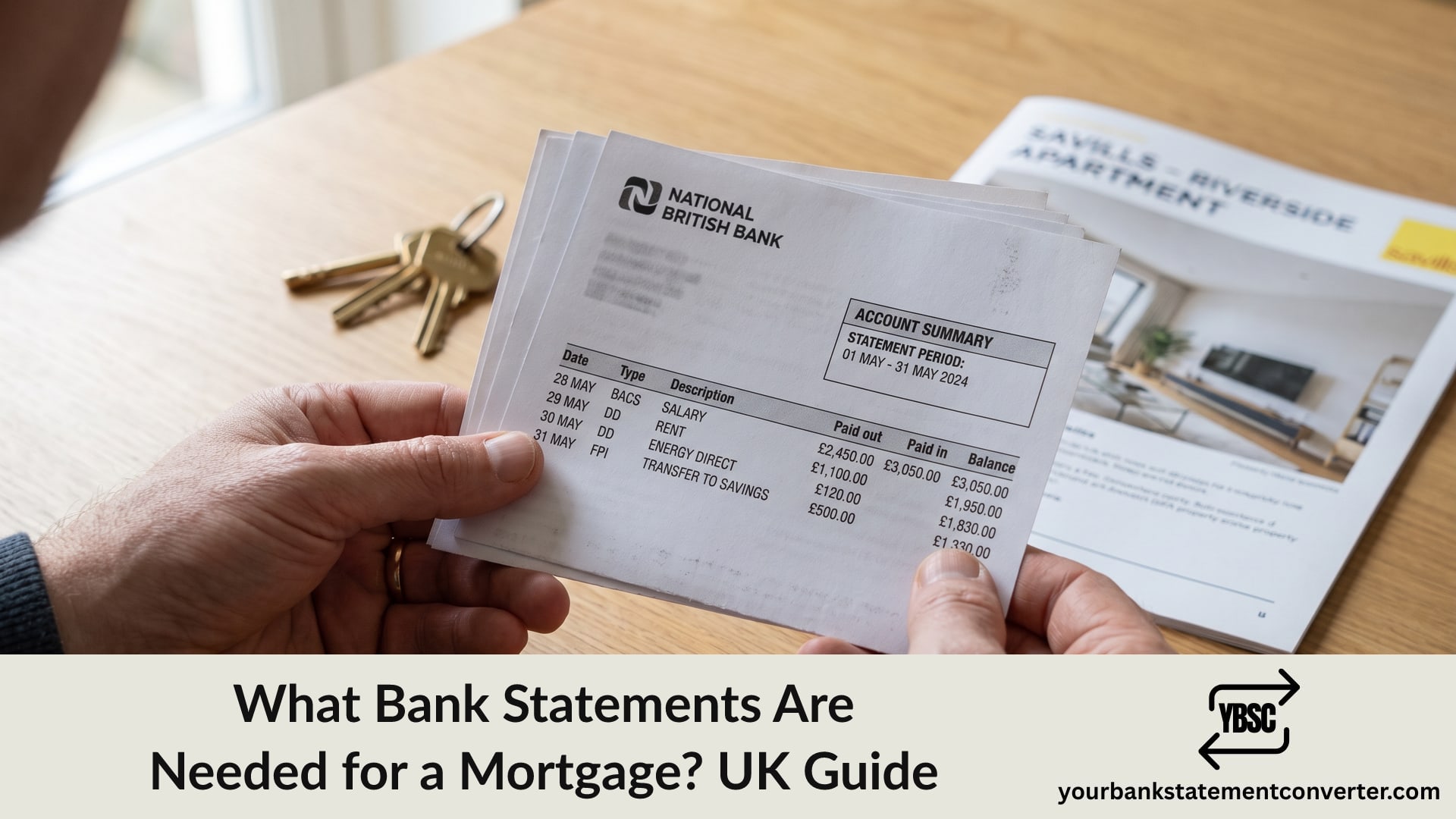 Bank statements gathered as part of a UK mortgage application