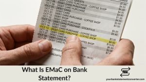 Finger pointing at an EMaC direct debit on a bank statement