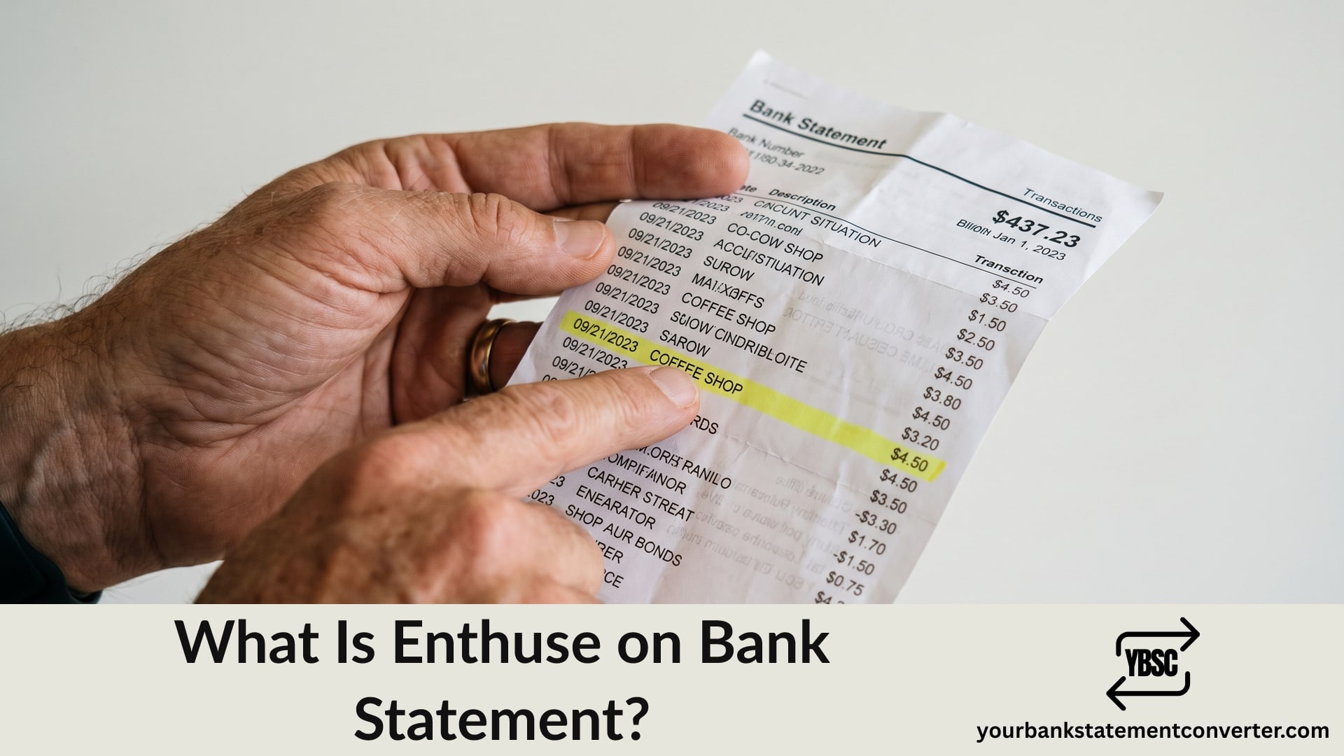 Finger pointing at an Enthuse donation on a bank statement
