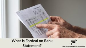 Finger pointing at a Fordeal charge on a bank statement