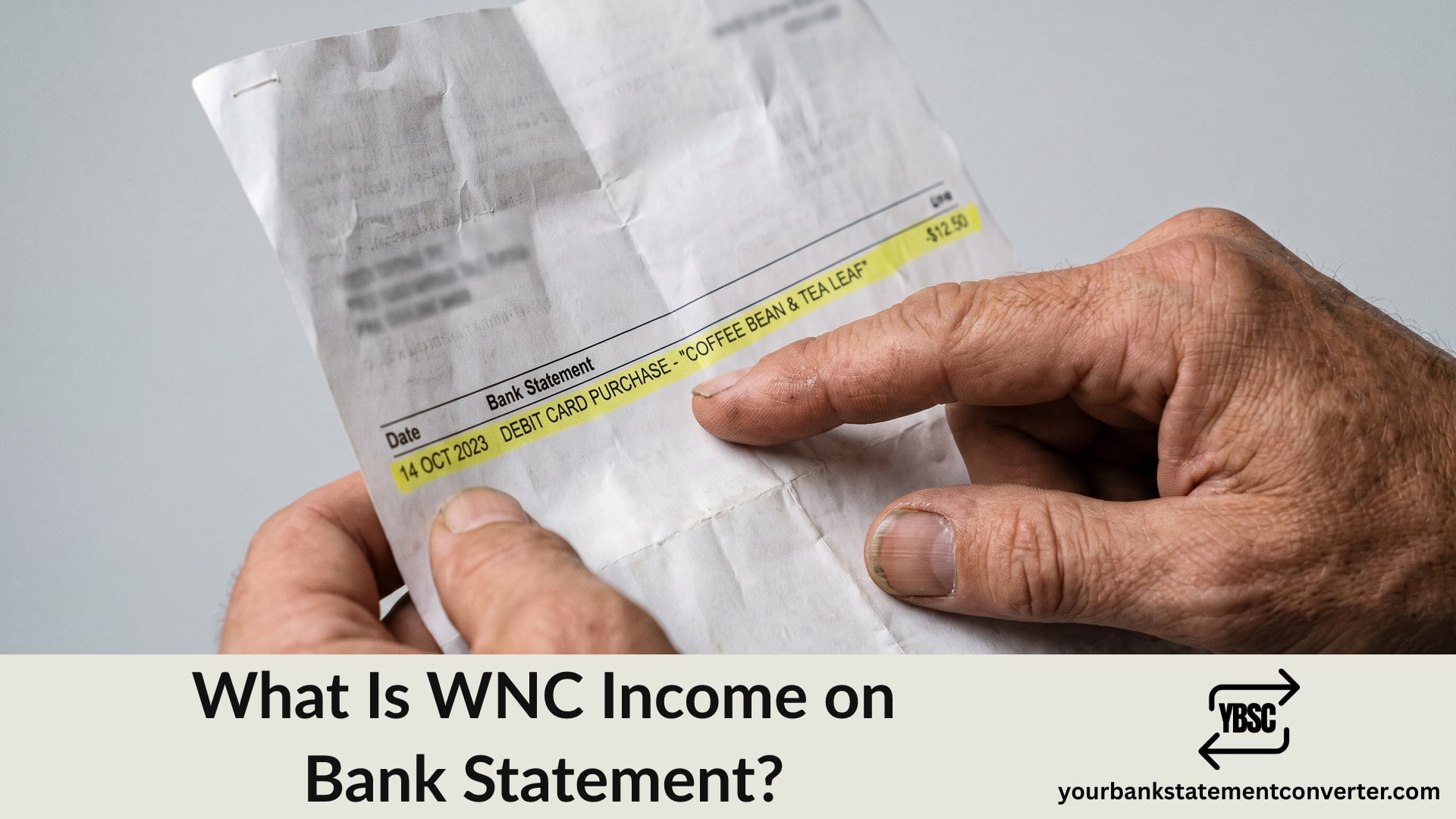 Finger pointing at a WNC Income direct debit on a bank statement